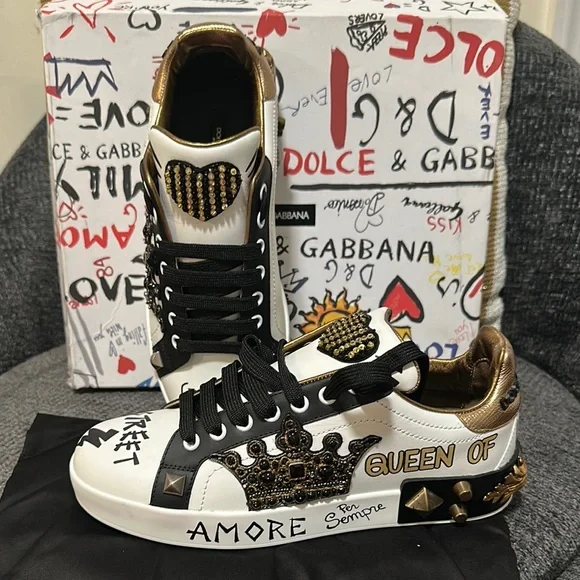 Dolce & Gabbana | Shoes | Dolce Gabbana Black White And Gold  display picture 1